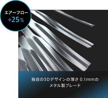 独自の3Dデザインの薄さ0.01mmのメタル製ブレード